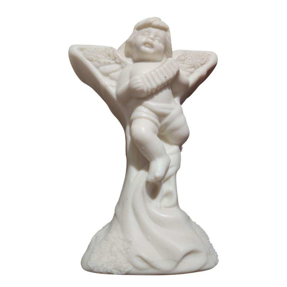 Set of 3 Angel Cherubs White Bisque Porcelain Christmas JOY Candle Holder - Picture 7 of 9